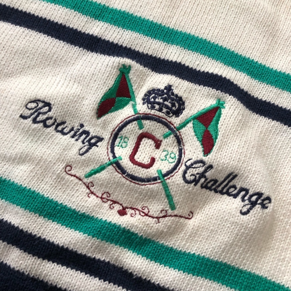 Vintage Cricketeer Sport Embroidered Crest Logo Sweater Size L Rowing Challenge - Picture 4 of 11